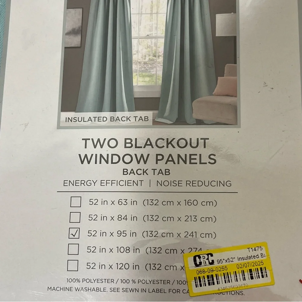 Insulated Back Tab Blackout Window Curtain Panels Set - Lush Décor 52” x 95”